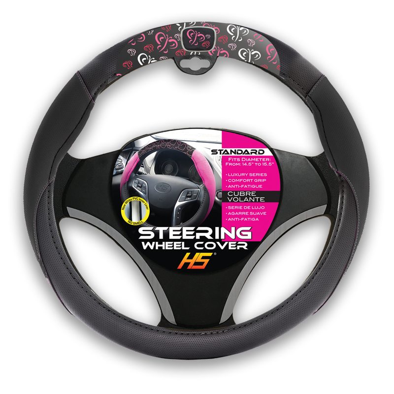 Steering Wheel Cover/ Butterflys and Comfort Grip -Black HS 35.612