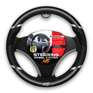 Steering Wheel Cover Black / Chrome Inserts / Carbon Fiber With Comfort Grip