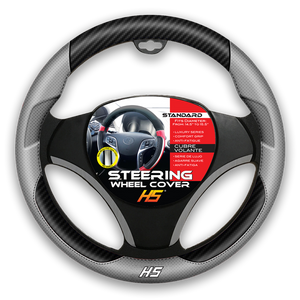 Steering Wheel Cover Grey / Carbon Fiber With Comfort Grip