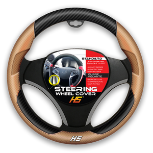 Steering Wheel Cover Tan / Carbon Fiber With Comfort Grip 35.677