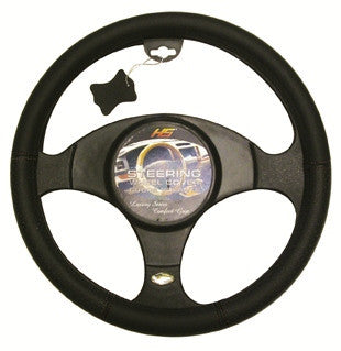 Leather Steering Wheel Cover Black/Black Holes