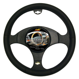 Steering Wheel Cover Black / Black Holes / Black Stiching 14" to 15"