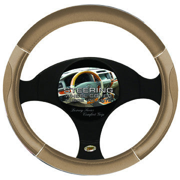 Steering Wheel Cover Tan / Chrome / Tan