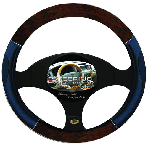 Steering Wheel Cover Wood / Chrome / Black