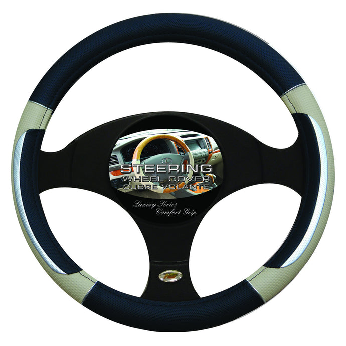 Steering Wheel Cover Black / Silver / Tan