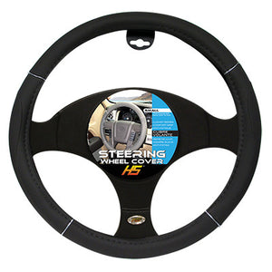 Steering Wheel Cover Black / Chrome / Black 13.5"to 14.5" Smaller Steering Wheel Covers