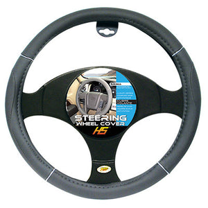 Steering Wheel Cover Grey / Chrome / Grey 13.5"to 14.5" Smaller Steering Wheel Covers