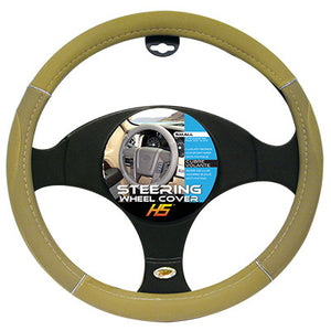 Steering Wheel Cover Tan / Chrome / Tan 13.5"to 14.5" Smaller Steering Wheel Covers