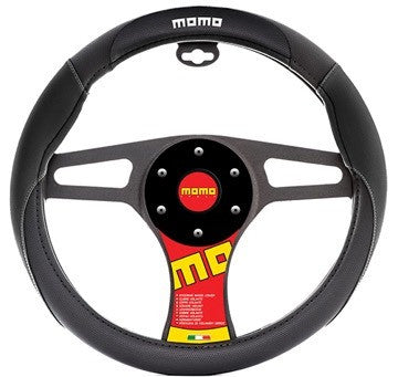 Momo Steering Wheel Cover Black/Black/White