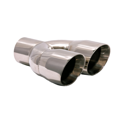 Exhaust Muffler Tip Dual Round Straight Cut Tips 10 1/2