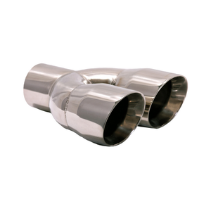 Exhaust Muffler Tip Dual Round Straight Cut Tips 10 1/2" X 3" X 2 1/2" ID 63.T432
