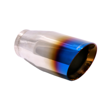 Load image into Gallery viewer, Exhaust Muffler Tip Round Double Wall Slant Cut Blue Tip 7 1/2&quot; X 3 1/2&quot; X 2 1/2&quot; ID 63.T263BL