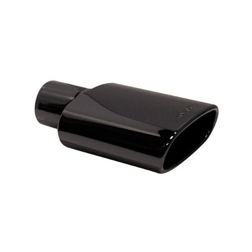 Exhaust Tip Wide Oval Rolled Edge Black Chrome Tip 8.5