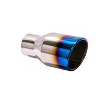 Load image into Gallery viewer, Exhaust Muffler Tip Round Rolled Edge Slant Cut Blue FlameTip3.75&quot; X 2.5&quot; X 7.25&quot; X 2.5 &quot; ID T819BL